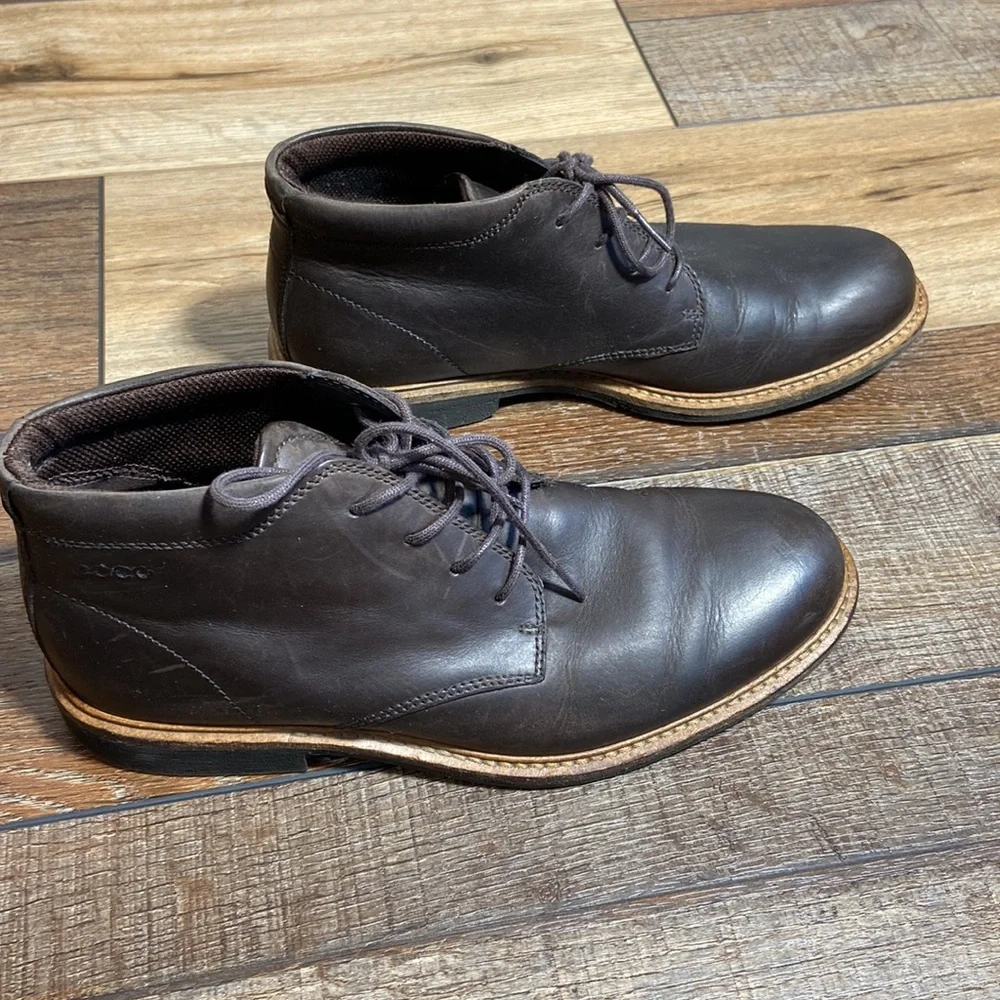 Ecco Coffee Brown Leather Chukka Boots Size EU 40